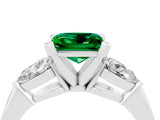 White gold Three-Stone Princess Cut Emerald Ring with Pear Side Stones and Four-Prong Setting_4