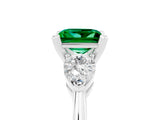 White gold Three-Stone Princess Cut Emerald Ring with Pear Side Stones and Four-Prong Setting_5