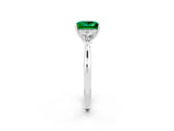 White gold Three-Stone Princess Cut Emerald Ring with Pear  Side Stones in Four-Prong Setting_14