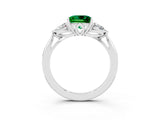 White gold Three-Stone Princess Cut Emerald Ring with Pear  Side Stones in Four-Prong Setting_15