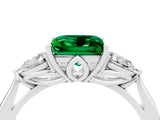 White gold Three-Stone Princess Cut Emerald Ring with Pear  Side Stones in Four-Prong Setting_16