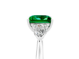 White gold Three-Stone Princess Cut Emerald Ring with Pear  Side Stones in Four-Prong Setting_17