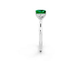 White gold Three-Stone Princess Cut Emerald Ring with Pear  Side Stones in Four-Prong Setting_50