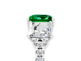 White gold Three-Stone Princess Cut Emerald Ring with Round  Pavé Band and Prong Setting_17