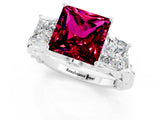 White gold Three-Stone Princess Cut Garnet Braided Band Ring with Four-Prong Setting_31