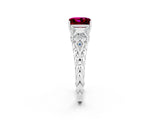 White gold Three-Stone Princess Cut Garnet Braided Band Ring with Four-Prong Setting_32