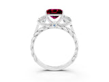 White gold Three-Stone Princess Cut Garnet Braided Band Ring with Four-Prong Setting_33
