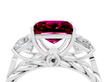 White gold Three-Stone Princess Cut Garnet Braided Band Ring with Four-Prong Setting_34