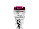 White gold Three-Stone Princess Cut Garnet Braided Band Ring with Four-Prong Setting_35
