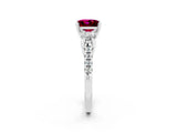 White gold Three-Stone Princess Cut Garnet Pavé Band with Four-Prong Setting_2