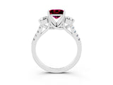 White gold Three-Stone Princess Cut Garnet Pavé Band with Four-Prong Setting_3