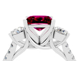 White gold Three-Stone Princess Cut Garnet Pavé Band with Four-Prong Setting_4