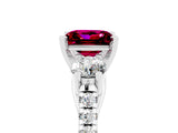 White gold Three-Stone Princess Cut Garnet Pavé Band with Four-Prong Setting_5