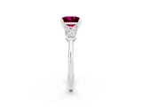 White gold Three-Stone Princess Cut Garnet Ring with Pear Side Stones and Four-Prong Setting_2