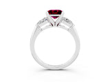 White gold Three-Stone Princess Cut Garnet Ring with Pear Side Stones and Four-Prong Setting_3