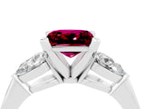 White gold Three-Stone Princess Cut Garnet Ring with Pear Side Stones and Four-Prong Setting_4
