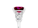 White gold Three-Stone Princess Cut Garnet Ring with Pear Side Stones and Four-Prong Setting_5