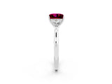 White gold Three-Stone Princess Cut Garnet Ring with Pear  Side Stones in Four-Prong Setting_14