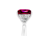 White gold Three-Stone Princess Cut Garnet Ring with Pear  Side Stones in Four-Prong Setting_17