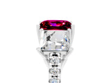 White gold Three-Stone Princess Cut Garnet Ring with Round  Pavé Band and Prong Setting_17