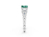White gold Three-Stone Princess Cut Green Sapphire Braided Band Ring with Four-Prong Setting_14