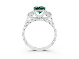 White gold Three-Stone Princess Cut Green Sapphire Braided Band Ring with Four-Prong Setting_15