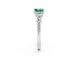 White gold Three-Stone Princess Cut Green Sapphire Pavé Band with Four-Prong Setting_2