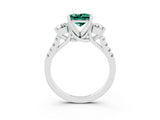 White gold Three-Stone Princess Cut Green Sapphire Pavé Band with Four-Prong Setting_3