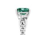 White gold Three-Stone Princess Cut Green Sapphire Pavé Band with Four-Prong Setting_5