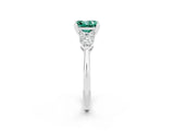 White gold Three-Stone Princess Cut Green Sapphire Ring with Pear Side Stones and Four-Prong Setting_2