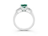 White gold Three-Stone Princess Cut Green Sapphire Ring with Pear Side Stones and Four-Prong Setting_3