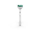 White gold Three-Stone Princess Cut Green Sapphire Ring with Pear  Side Stones in Four-Prong Setting_14