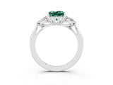 White gold Three-Stone Princess Cut Green Sapphire Ring with Pear  Side Stones in Four-Prong Setting_15