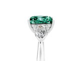 White gold Three-Stone Princess Cut Green Sapphire Ring with Pear  Side Stones in Four-Prong Setting_17