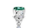 White gold Three-Stone Princess Cut Green Sapphire Ring with Round  Pavé Band and Prong Setting_17
