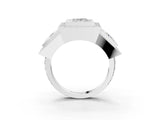 White gold Three-Stone Princess Cut Halo Pavé Diamond Ring_10