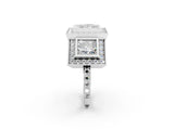 White gold Three-Stone Princess Cut Halo Pavé Diamond Ring_9