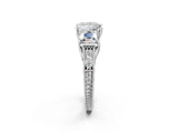 White gold Three-Stone Princess Cut Milgrain Pavé Engagement Ring_117
