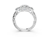 White gold Three-Stone Princess Cut Milgrain Pavé Engagement Ring_122