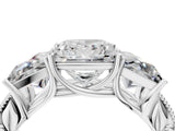 White gold Three-Stone Princess Cut Milgrain Pavé Engagement Ring_123