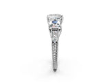 White gold Three-Stone Princess Cut Milgrain Pavé Engagement Ring_44