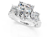 White gold Three-Stone Princess Cut Moissanite Braided Band Ring with Four-Prong Setting_43