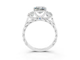 White gold Three-Stone Princess Cut Moissanite Braided Band Ring with Four-Prong Setting_45