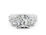 White gold Three-Stone Princess Cut Moissanite Braided Band Ring with Four-Prong Setting_46