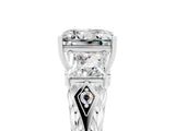 White gold Three-Stone Princess Cut Moissanite Braided Band Ring with Four-Prong Setting_47