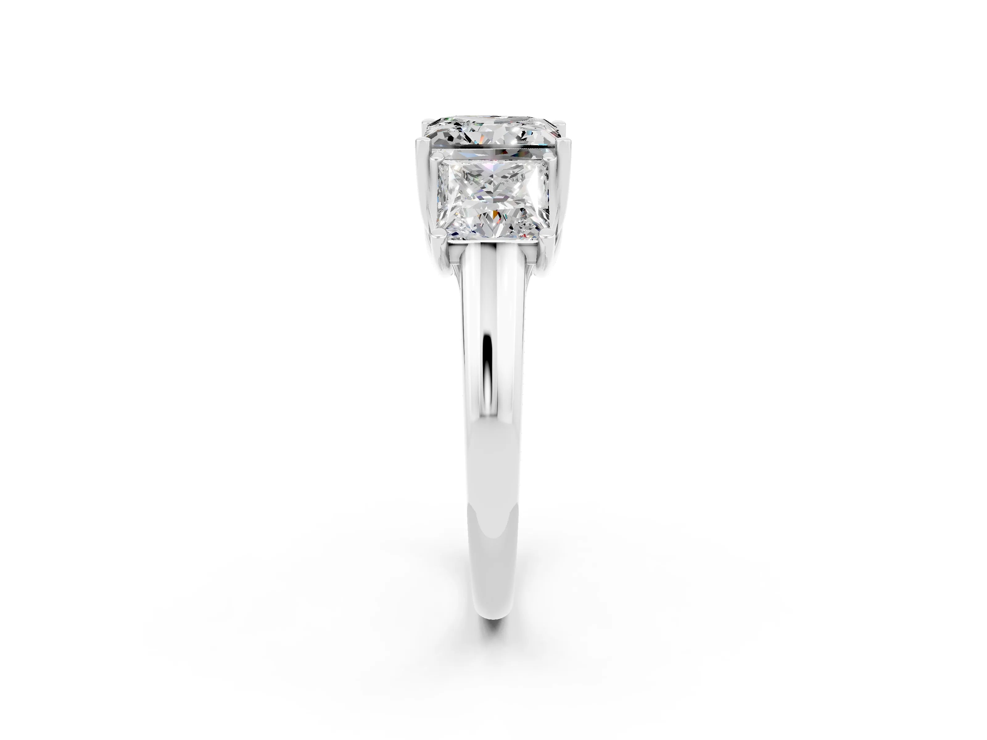 White gold Three-Stone Princess Cut Moissanite Engagement Ring with Prong Setting_2