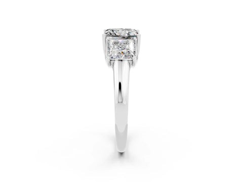 White gold Three-Stone Princess Cut Moissanite Engagement Ring with Prong Setting_2