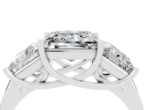 White gold Three-Stone Princess Cut Moissanite Engagement Ring with Prong Setting_4