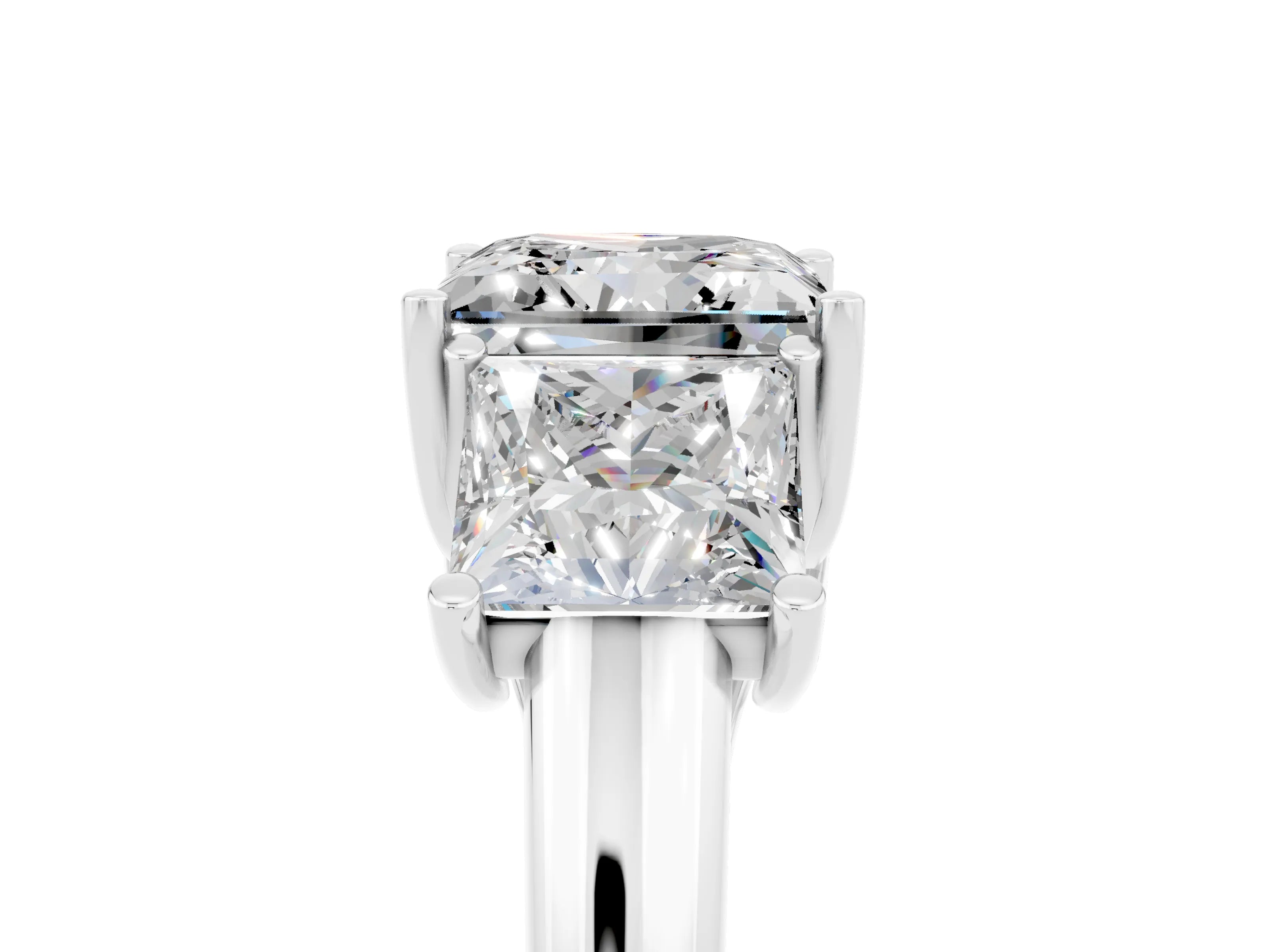 White gold Three-Stone Princess Cut Moissanite Engagement Ring with Prong Setting_5