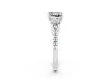 White gold Three-Stone Princess Cut Moissanite Pavé Band with Four-Prong Setting_2